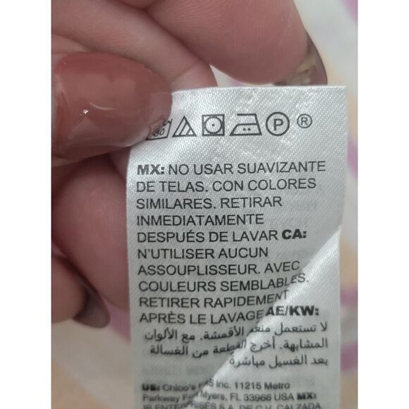 Chico's NO-IRON Linen Metallic Striped Roll-Tab Shirt Button Down Linen Size 2 - Picture 12 of 12